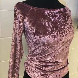 Crushed velvet off shoulder top